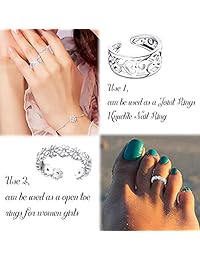 Thunaraz - Juego de 6   8 anillos para dedo del pie abiertos para mujeres y niñas, anillo ajustable