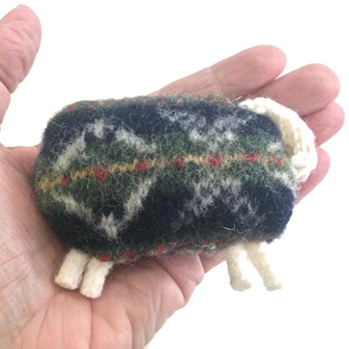 Hand and Pocket Warmers Knitted Felted Sheep Olive Green Wool Set of 2