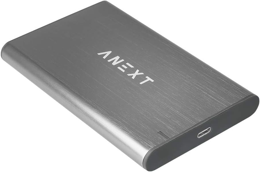 ANEXT 2.5 USB 3.1 Gen2 External Hard Drive Enclosure, Portable Black Aluminum Hard Disk Case for 2.5 inch 7mm 9.5mm SATA HDD SSD, Max 4TB, Tool-Free Design, Gray - Anext Series: Computers & Accessories
