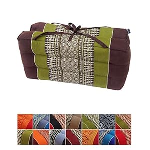 Collumino® Traditional Thai Kapok Foldable Yoga Meditation Cushion with Carry Handle (Green, Brown)