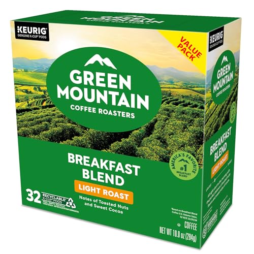 GREEN MOUNTAIN COFFEE ROASTERS BREAKFAST BLEND KEURIG SINGLE-SERVE K-CUP PODS, LIGHT ROAST COFFEE, 32 COUNT