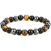 Newbloam Triple Protection Bracelet,Buddha Stones Protection Crystals Bracelet Piedra Obsidiana Negra Original Conscious Items for Women Mens Money Wealth Success Bracelets- Bring Luck And Prosperity
