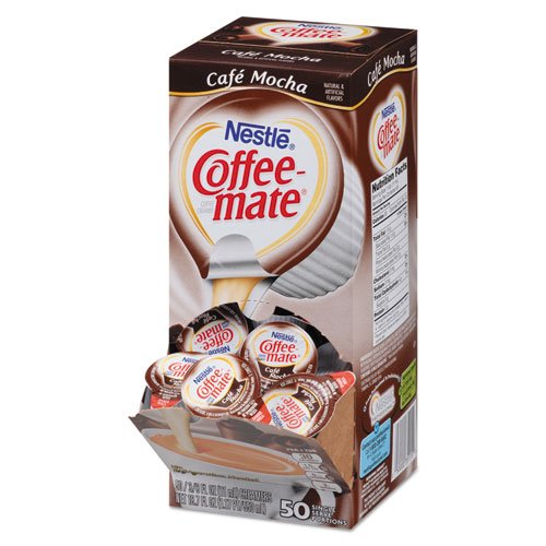 Liquid Coffee Creamer, CAF Mocha, 0.375 oz Cups, 50/Box