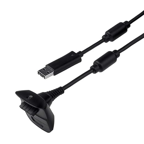 USB Ladekabel für Xbox 360 - Lange 1,7m - Wireless Controller Gamepad Kabel Ladegerät Schwarz