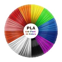 3D Pen/3D Printer Filament, Uzone 3D Pen Filament 1.75mm PLA Filament Pack of 12, High-Precision Diameter Filament, Each Color 12 Feet