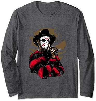 Unisex Freddy vs Jason Halloween Long Sleeve T-shirt Small Dark Heather