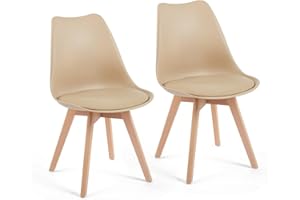 JT Dining Chairs Set of 2, High Backrest Kitchen Chairs, Faux Leather Side Chairs with Padded Seat, Solid Wood Legs, Upholste