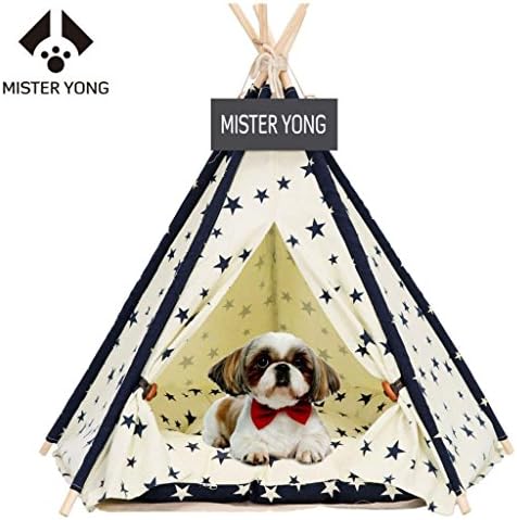 Yongs Pet Cat Dog Rabbit Teepee with Cushion,Portable Puppy Small Animals Bed Teepee Tent