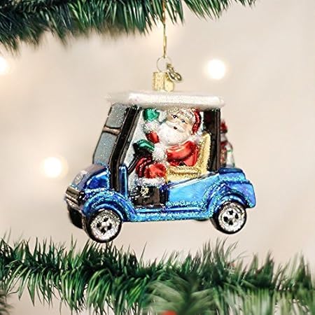 Old World Christmas Golf Cart Santa Glass Blown Ornament By Old