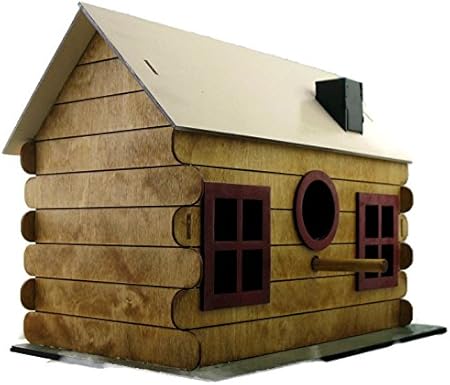 Amazon Com Birdhouse Kit Adobe Log Cabin Garden Outdoor
