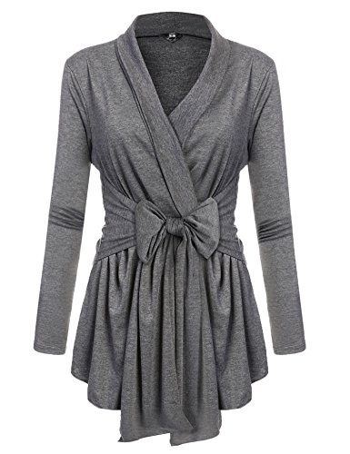 Henwei Women Long Sleeve Lightweight Knit Sweater Open Front Cardigan (S-2XL) Dark Grey XL