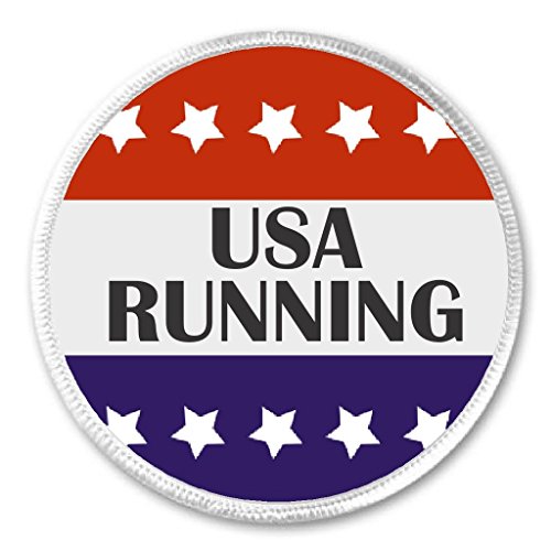 USA Running Red White Blue Stars 3" Sew On Patch