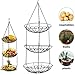 iPstyle 3-Tier Fruit Basket, Vegetable & Produce Storage, Rustic Brown Iron Hanging Kitchen Basket