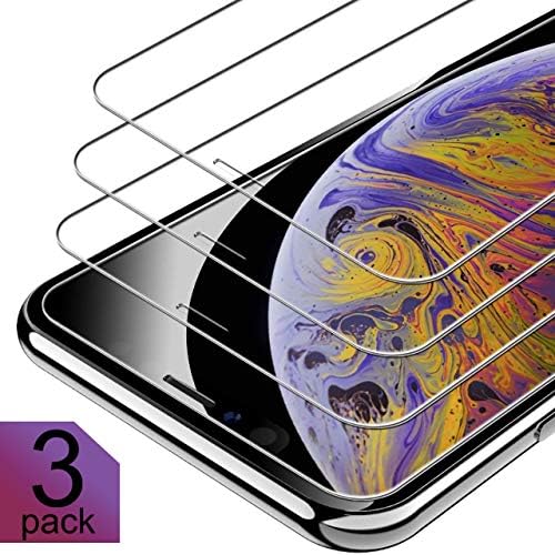 iPhone Xs Screen Protector 2018, (3 Pack) Clear Tempered Glass Screen Protector, 9H Anti-Scratch (iPhone Xs Max)