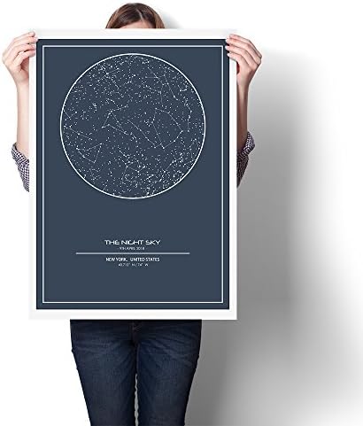 Dark Bule Stlyle Custom Night Sky Star Map Canva Painting Prints Wall Art Picture For Home Decor Star Map No Frame (70cm50cm)