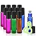 Olilia Glass Roll on Bottles with Metal Roller Balls - Essential Oils Key included 12 Pack of 10ml(1/3oz) (Mixed Color - Black Lids)