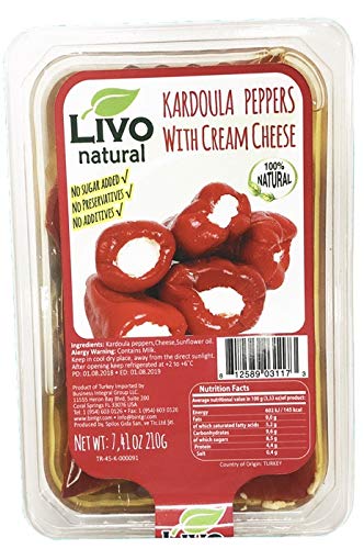 Kardoula Red Peppers Filled with 100% Real Cream Cheese, ( 7.41 oz )