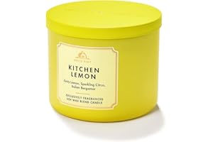 Bath & Body Works Kitchen Lemon 3-Wick Candle 14.5 oz – Zesty Lemon, Sparkling Citrus & Italian Bergamot – Bright Room-Fillin