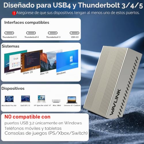 WAVLINK [1x] 10G Ethernet Adapter for Thunderbolt 3/4/5 and USB4-10GbE RJ45 Network Adapter with AQC113-B1 Chip, Compatible with MacBook Pro, Windows 11, Linux, ChromeOS, 10G/5G/2.5G