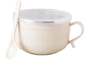 Soup Mug with Lid | 25oz Cup Bowl with Lid | Mug Bowl Aesthetic Dinnerware - for Lunch Noodle Sandwich Travel Tea Christmas C