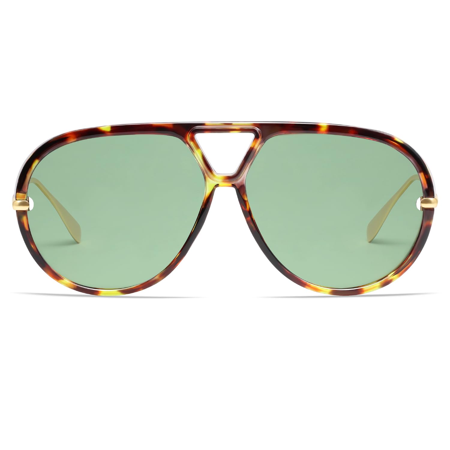 Photo 1 of VANLINKER Trendy Polarized Aviator Sunglasses for Women Men Retro Oversized Round Sunglasses Vintage Side Shield Shades VL9798, Tortoise/Green