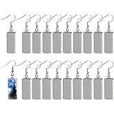 20Pcs Silver Stainless Steel Earrings Wire Hooks with Blanks Rectangular Trays Cabochon Earring Settings 10x25mm Pendant Tray Earrings Accessories for DIY Dangle Earring Jewelry Making