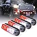 Xprite White & Red 4 LED 4 Watt Emergency Vehicle Waterproof Surface Mount Deck Dash Grille Strobe Light Warning Police Light Head with Clear Lens - 4 Pack