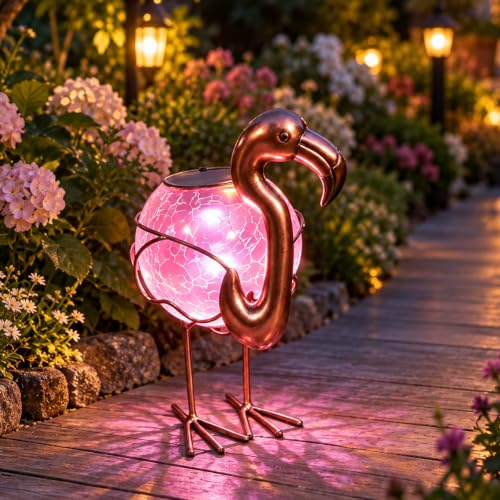 MUMTOP Solar Flamingo Lights Outdoor Garden Decor