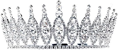 Bridal Pageant Beauty Contest Sparkling Tiara Round Crystal Crown T1298