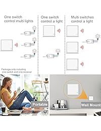 Wsdcam Kit de interruptor de la luz con receptor inalámbrico para 1900 pies en exteriores y 229 pies en interiores lámpara de techo con foco Led y control remoto IP54 A prueba de humedad