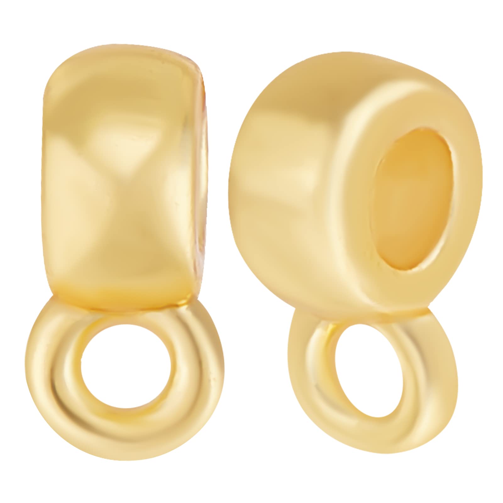 Beebeecraft 1 Box 80Pcs Bail Tube Beads 18K Gold Plated Bail Links Ring Hanger Spacer Beads Bracelet Necklace Pendant Charms for Jewellery and Craft Making