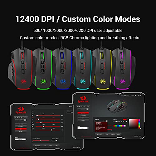 Redragon M901 Gaming Mouse RGB Backlit MMO 19 Macro Programmable