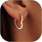 LLWOM Gold Huggie Earrings for Women-14k Gold/Silver/Rose/Black Plated Heart Hoop Earrings Hypoallergenic Lightweight Hoops Gifts