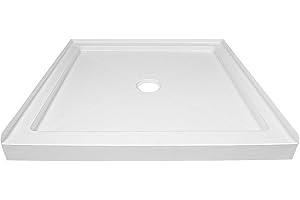 DeerValley 35"L x 35"W Single Threshold Shower Base in White, Square Acrylic Shower Pan with Center Drain Location, Non-Slip 