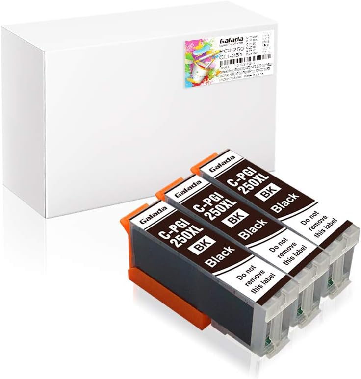 Galada Compatible Ink Cartridge Replacement for Canon Pgi-250xl Cli-251xl for Pixma Mx922 Mx722 Ip7220 Ip8720 Ix6820 Mg5420 Mg5422 Mg5520 Mg5522 Mg5620 Mg6320 Mg6420 Mg6620 Mg7120 Mg7520 Printer 3BK