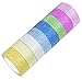 Glitter Washi Tape Set, Room Decor for Teen Girls, DIY Colored Tape, Sticky Paper Colored Masking Tape, Craft Sticker Tape for Gift Wrapping, Scrapbooking, Office Party Supplies, 8 Rolls