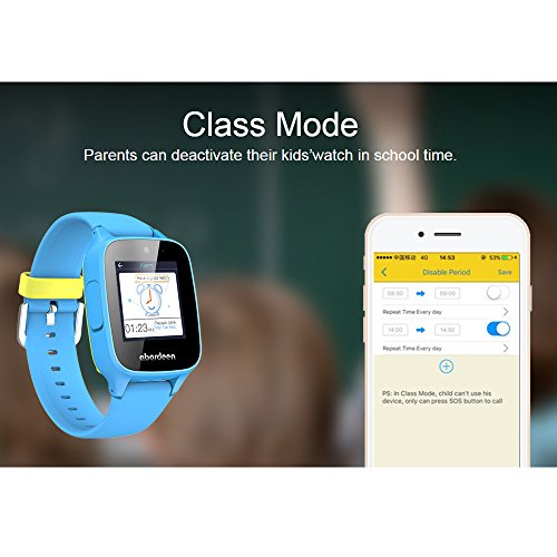 ABARDEEN B108 2G GPS GSM Tracker Smart Watch Bracelet with Camera for Kids Anti Lost SOS Waterproof IP65 Support Android IOS (Blue)