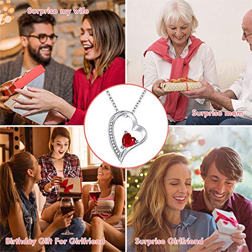 Happy Camp Forever Love Heart Women Necklace 925 Sterling Silver Birthstone Pendant Necklaces for Women with 925 Sterling Silver Chain and 5A Cubic Zirconia Jewelry for Women 18\'\' (Sliver-01-Jan)