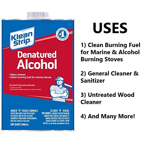 Klean Strip Denatured Alcohol QSL26 (1 Quart) Odorless, Clean Burning Fuel with Pour Funnel