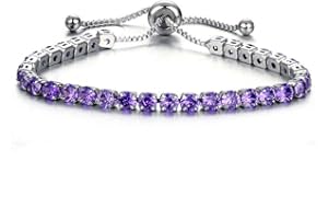 CiNily Adjustable Tennis Bracelets for Women Teen Girls Rainbow Cubic Zirconia Bracelet 14K White Gold Plated Hypoallergenic Slider Bracelet Jewelry Gift
