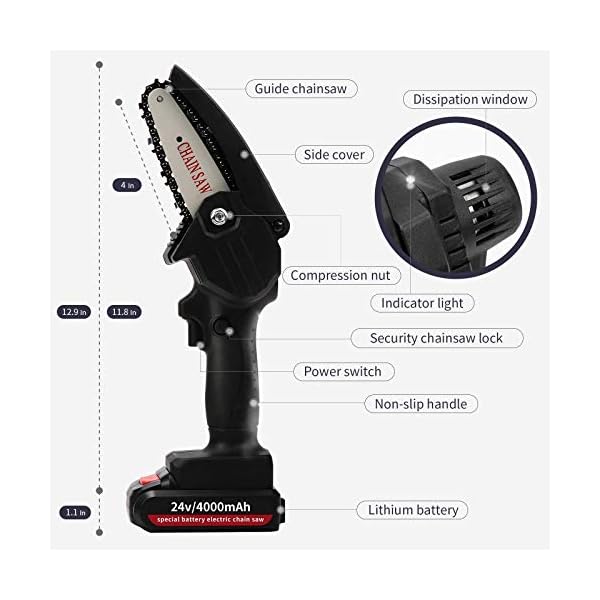 Rowa Mini Electric CHAPASAW CORDLESE, Batteriekettensägen zum Schneiden von Holz, Spitzenscheren für Baumzweig… – Bild 5