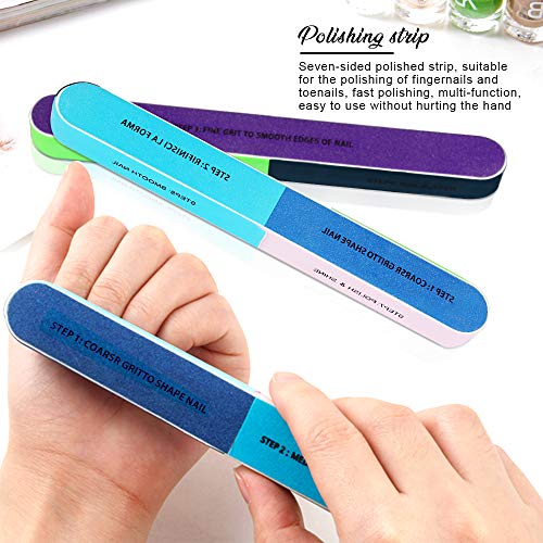 Teenitor 17pcs Nail Files and Buffer, 5pcs Colorful Files Blocks, 5pcs Black Sand Files, Professional Gel nail file Set and 7-sides Sky Dipping Powder Buffer 2pcs