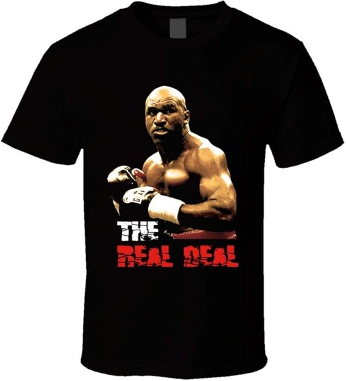 Evander Holyfield Real Deal Boxing Graphic T-Shirt Printed Top Tee Mens