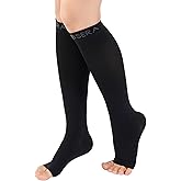 Open Toe Compression Socks for Women Men - 20-30 mmHg Toeless Knee High Compression Stockings for Circulation Support Varicose Vein Shin Splints Swelling