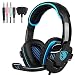 SADES SA708 3.5mm Wired PC Stereo Gaming Headset Headband Headphones with Microphone Control Remote LED Light for PC(Black Lighting Version)