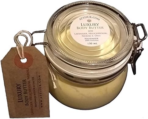 ATTIS Luxury Body Butter with Lavender, Helichrysum and Neroli Essential Oils | Vegan | Moisturising | Rehydrating | Hand Cream | Face Cream | Handmade | Natural (130ml)