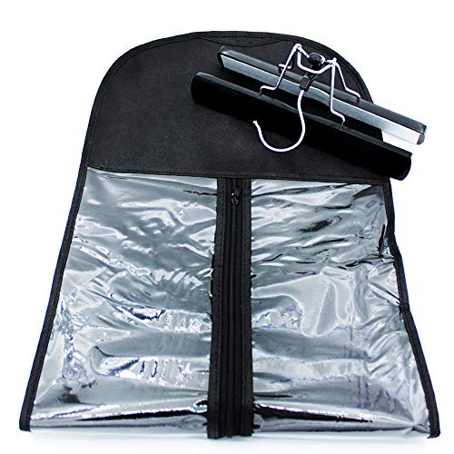 HBEDU Hair Extension Holder Storage Bag Strong Hanger Clip Case Dust-proof Portable Suit with Transparent Zip Up Closure- Lightweight Waterproof (Black)