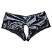 CHICTRY Women's Wet Look Faux Leather Underwear Open Crotch Mini Booty Panties Black Medium(Waist:27.5-39.0