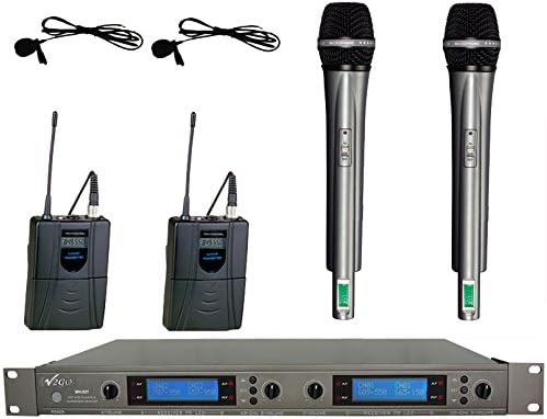Awisco UHF 847h2l2 4-channel 2 Handheld &amp; 2 Lapel (Lavalier) Wireless Microphone
