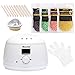 Hair Removal Waxing Kit, 500 ml Electric Wax Warmer +4 Packs of Hair Removal Wax Pellets (Color Chocolate, Rose, Honey, Tea Tree)+10 Wax Spatulas +10 Disposable Gloves +5 Mini Wax Melting Bowls